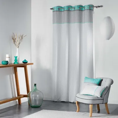 Produktbild von Vorhang 140x260 cm Gardinen Ösen Ösenvorhang Gemustert Mint Grau Wohnzimmer 1x Vorhang