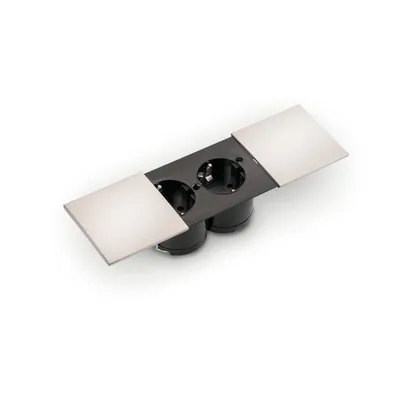 Immagine prodotto di Presa doppia Naber Due, interruttore incorporato, con prese Schuko, colore acciaio inox