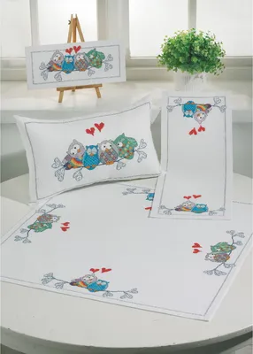 Obrázek produktu pro Permin sada pro vyšívání křížkovým stehem „Sovy“, 35 x 15 cm, 92-4516