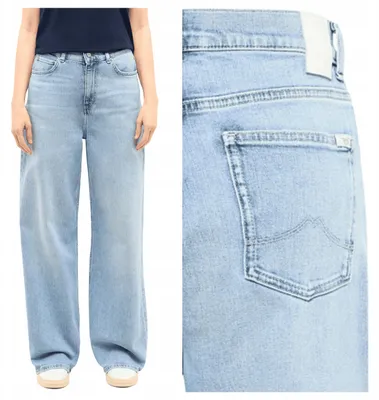 Obrázek produktu pro Mustang | Dámské džíny Luise Wide, modré, denim, široké nohavice, vysoký pas, moderní džíny, velikost 29, délka 32
