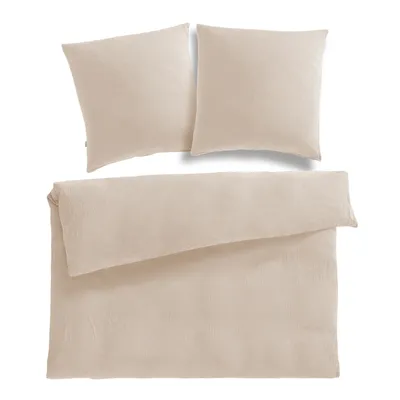 Produktbild von Pure Label Musselin Bettwäsche 200x200 cm mit Kissenbezug 2er Set 80x80 cm aus 100% Baumwolle - Traumhaft weiche, kuschelige Bettwäsche-Sets in beige