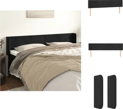 Produktbild von vidaXL Kopfteil mit Ohren Schwarz 203x16x78/88 cm Samt -  Kopf- & Fußenden