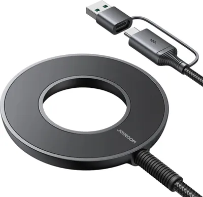 Produktbild von Joyroom JR-WQM03 magnetisches Ladegerät, USB + USB-C, 1,2 m (schwarz)