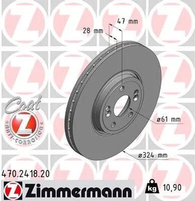 Produktbild von 2x ZIMMERMANN Bremsscheibe 470.2418.20 für RENAULT ESPACE IV (JK0/1_)