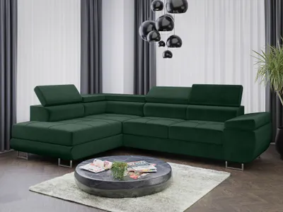 Zdjęcie produktu dla Sofa Zestaw wypoczynkowy Sofa ALMA L z funkcją spania i pojemnikiem na pościel Część dzienna Kanapa Narożnik tapicerowany Zestaw wypoczynkowy 15 kolorów
