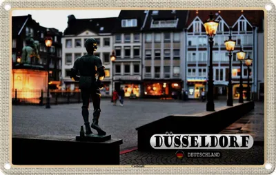 Image de vianmo Plaque en tôle 12x18 cm Düsseldorf Carlstadt Skulptur