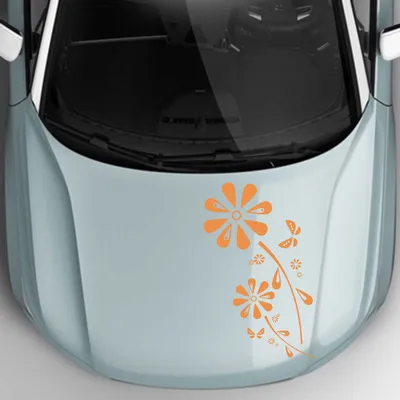 Produktbild von Aufkleber - Autoaufkleber "Margaritenblüten" 80cm x 39cm orange - Tuning Carystyling Heckscheibe Auto