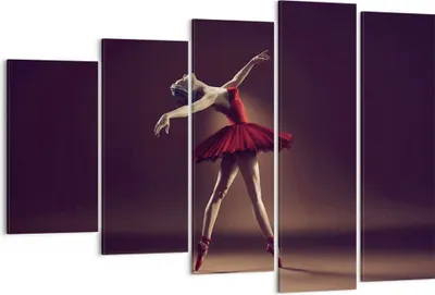 Produktbild von Bild auf Leinwand - Leinwandbild - 5 Teile - Ballerina Rot Kleid - 150x100cm - Wand Bild - Wanddeko - Wandbilder - Leinwanddruck - Bilder - Wanddekoration - Leinwand bilder - Wandbild - EG150x100-4336
