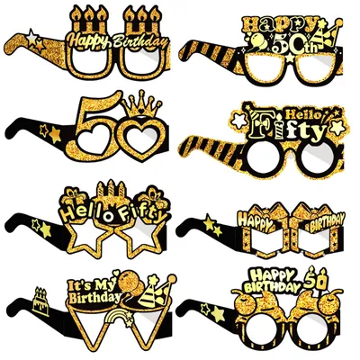 8 Papierbrillen für 50. Geburtstag, lustige Foto-Accessoires