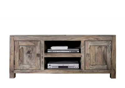 Image de MASSIVMOEBEL24 | Meuble TV 145x45 Palissandre huilé Gris taupe NATURE GREY #41