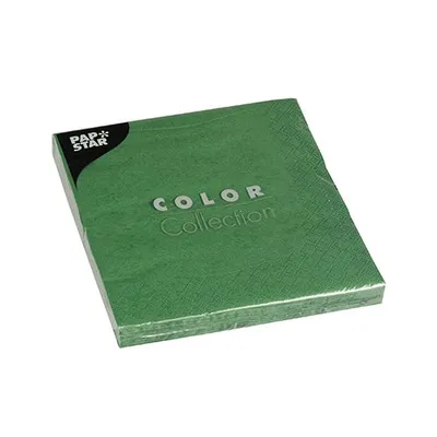 Produktbild von 300 Papstar Servietten, 3-lagig 1/4-Falz 33 cm x 33 cm dunkelgrün 12432
