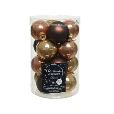 Produktbild von Weihnachtsbaumkugeln Glas Ø 3,5 cm 16 Stück hell braun mix