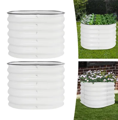 Image de Lot de 2 jardinières surélevées - Jardinières à fond ouvert - Acier aluzinc résistant à la rouille - 60 × 60 × 43 cm - Pour légumes et fleurs - Blanc