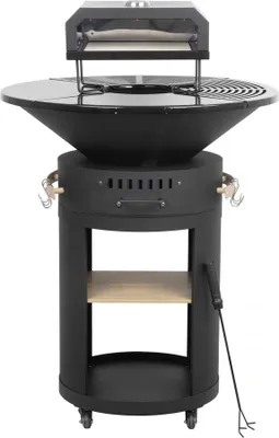 Produktbild von Barbecue plancha brasero mit Pizzaofen "César premium"- Ø 81 cm - Schwarz
