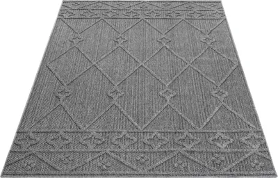 Produktbild von Outdoor Teppich Wetterfest 140x200 Rechteck Grau für Camping Garten oder innen Berber Design aus Polypropylen