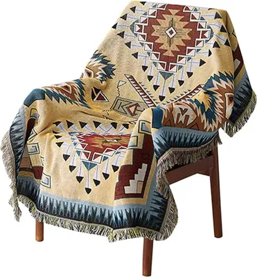 Produktbild von Boho Sofa überwurfdecke 130×180CM,Hochwertig und Verschleißfest Sofaschutz Katze, Sofaüberwurf für 1-Sitzer, Dekorative Sofadecken, Bettüberwürfe, Sesselüberwürfe