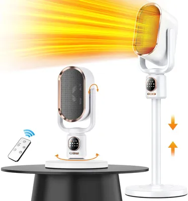 Produktbild von Elektrischer Heizlüfter, Energiesparend 1800W Elektrische Heizung, 90° Oszillation, 3 Heizstufen, Höhenverstellbar, leise, Gebläse-Modus, Kippschutz