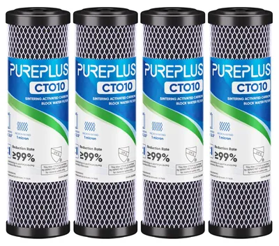 Produktbild von Kohlenstoffblock Filterpatronen, 4 Stück, 10" x 2,5", für Wasserfilter
