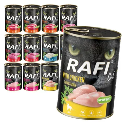 Zdjęcie produktu dla Rafi Cat Adult 12x400g Bezzbożowa Mokra Karma Dla Kota Mix 5 Smaków