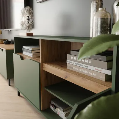 Immagine prodotto di Credenza Vicco Marelle Verde/Artigianale 140 x 81.3 cm con 2 porte, Model 57856