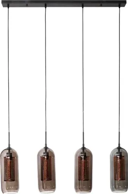 Productafbeelding van AnLi Stijl Hanglamp, gerookt metaal, 4 lampen