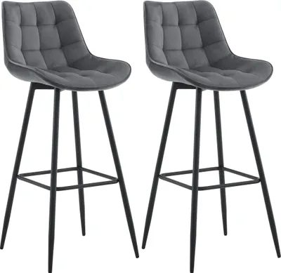 Produktbild von CLP 2er Set Barhocker Dartford | Farbe dunkelgrau Material Samt