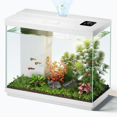 Produktbild von Nano Aquarium 8.3 L, Komplettset, 4-in-1 Pumpe, 8 Farben Beleuchtung, weiß, für Büro