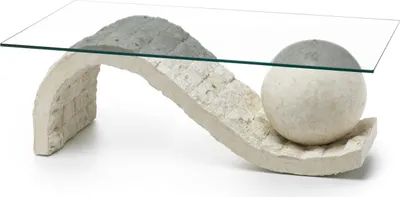 Produktbild von Onda - Couchtisch (120 x 70 - transparent) aus beigem gehärtetem Glas