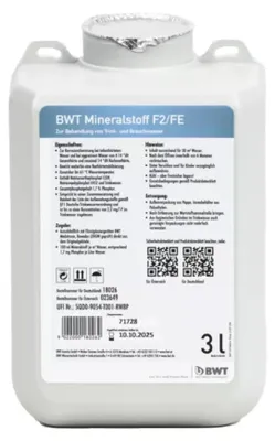 Image de BWT Mineralstoff F/E, pour eau partiellement adoucie et agressive, bidon de 3 l, 1 pièce.