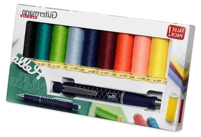 Produktbild von Nähfaden-Set | 10 Spulen Allesnäher 100 m in verschiedenen Farben | Minenstift von PRYM