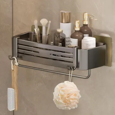 Produktbild von Duschablage ohne Bohren, Rostfrei, Wasserdicht, Aluminium, Rechteck, 1 Stück