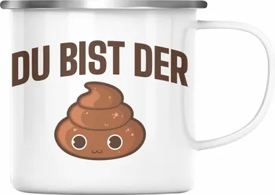 Produktbild von Trendation - Du Bist Der Shit Lustige Emaille Tasse mit Spruch Geschenk Kollege Kollegin Bester Freund Freundin Sarkastischer Spruch (Silber)