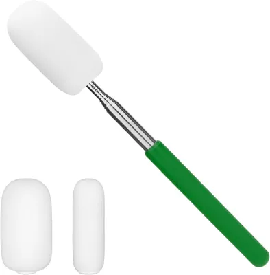 Imagen del producto de Esponja telescópica - Mango extensible para esponja - Se extiende hasta 72 cm - 2 cabezales de esponja - Acero inoxidable - Ideal para cerámica