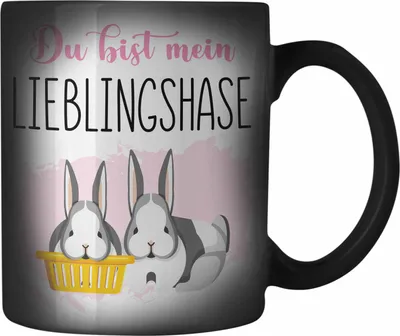 Produktbild von Trendation - Lieblingshase Geschenk Farbwechsel Zauber-Tasse Liebste Person Beste Freundin Bester Freund Geschenk (Schwarz)
