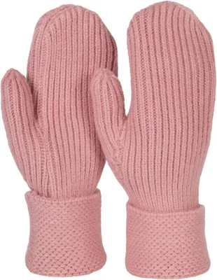 Produktbild von styleBREAKER Damen Winter Strick Fäustlinge Einfarbig mit gemustertem Bund, warme Fausthandschuhe, Strickhandschuhe 09010046