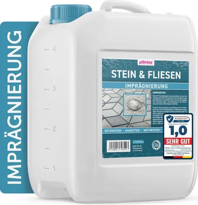 Produktbild von PLINTEX® 5L Steinimprägnierung Außen & Innen I Stein Imprägnierung universell anwendbar I Naturstein, Steinplatten, Pflasterstein I Steinversiegelung