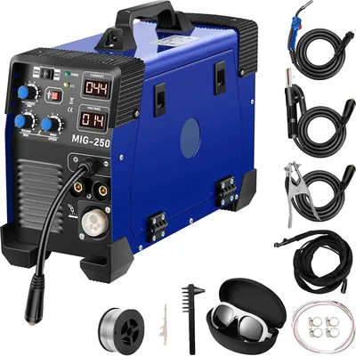 Immagine prodotto di Saldatrice MIG, 250 amp, 220V, velocità del filo 2,2-12 m/min, dimensioni 18,1 x 7,5 x 13 pollici, peso 18,5 libbre