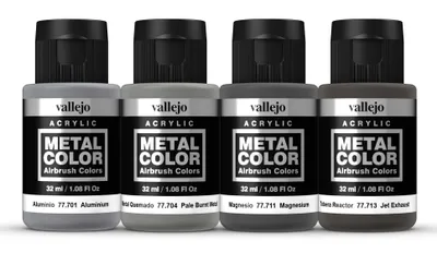 Vallejo Metal Color Metallic Set 4x 32ml 77602 für Auspuffe Farbenset Airbrush