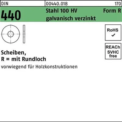 Produktbild von Reyher  440 U-Scheiben R 11,0 x34x3,0 galv. verzinkt (100 Stück)