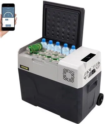 Zdjęcie produktu dla Kompresorowy lodówka turystyczna 40 L - Przenośna lodówka samochodowa - Moc 45 W - 12/24V DC oraz 220V AC - Idealna do campingów i podróży
