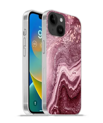 Produktbild von MuchoWow® Handyhülle Schutzhülle Hülle für Apple iPhone 14 - Softcase Naturstein - Rosa - Glitter Silikon Softcase Handy Hülle - Mobiltelefonhülle
