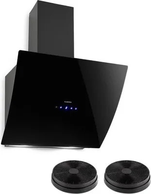 Produktbild von Klarstein Annabelle - Dunstabzugshaube Kopffrei, Kopffreihaube, Wandhaube, Abluft/Umluft, 650 m³/h Abluftleistung, 230 Watt, LED-Kochflächenbeleuchtung, Edelstahl, Touch-Armatur, schwarz