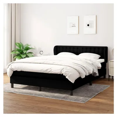 Produktbild von Lattenrost mit Matratze, Schwarz, 140 x 190 cm, Stoff, Plattformbett, mit Lattenhalter, einfache Montage, für Schlafzimmer, Erwachsene