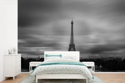 Produktbild von MuchoWow® Fototapete für Wohnzimmer oder Schlafzimmer Wandtapete Vinyl Motivtapete Einsamer Eiffelturm - 390x260 cm - Papiertapete