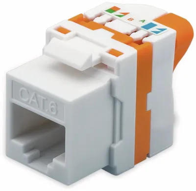 Produktbild von Goobay 93826, Flach, Orange, Weiß, RJ-45, IDC, Weiblich, 22/24