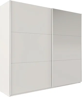 Produktbild von Schwebetürenschrank Vago 225, 2 Türen Kleiderschrank mit 1 Spiegel, Moderne Garderobe, Schrank in Größe: 225 x 215 x 65 cm
