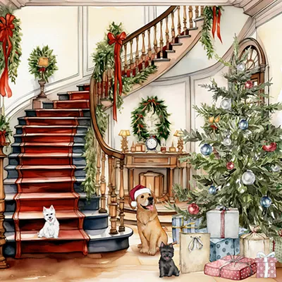 Produktbild von Servietten Papier 33x33cm Weihnachten mit Hunden 20 Stück