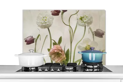 Obrázek produktu pro KitchenYeah® Splashback kitchen - Kuchyňský splashback - Ochrana stěny sporáku a dřezu - Květiny - Jaro - Zahrada - Zátiší 80x55 - Alu-Dibond (alternativa ke skleněnému splashbacku) - Tepelně odolný -