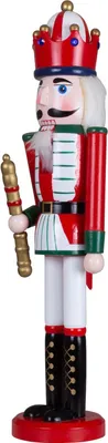 Produktbild von Nussknacker 50cm groß Deko Figur Weihnachtsdeko traditionell aus Holz rot