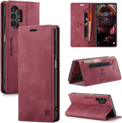 Obrázek produktu pro Galaxy A13 4G Wallet Case Cover, RetroPolyuretankožené pouzdro Stand Protective Cover pro Samsung Galaxy A13 4G Red